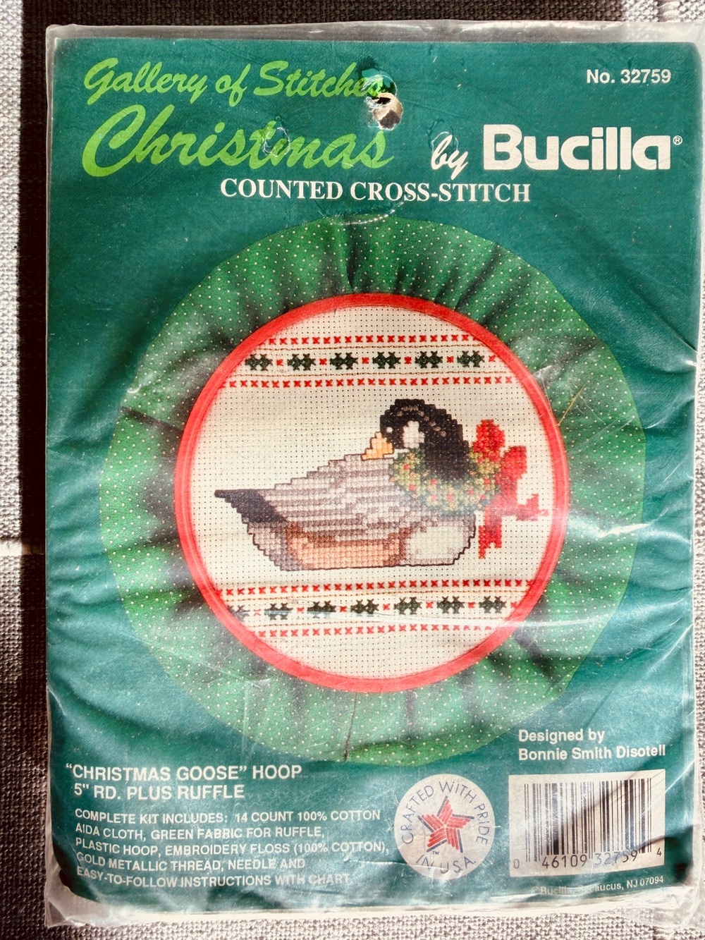 Bucilla Christmas Goose Hoop with Ruffle Counted Cross-Stitch Needlepoint Kit